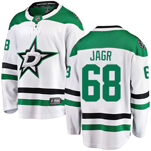 Men's Dallas Stars #68 Jaromir Jagr Authentic White Away Fanatics Branded Breakaway NHL Jersey