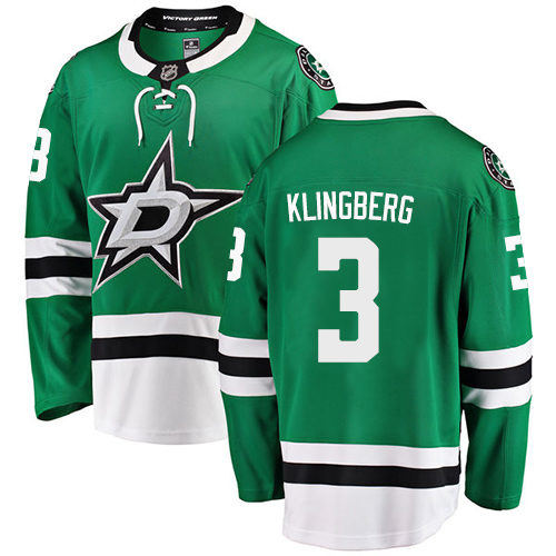 Men's Dallas Stars #3 John Klingberg Authentic Green Home Fanatics Branded Breakaway NHL Jersey