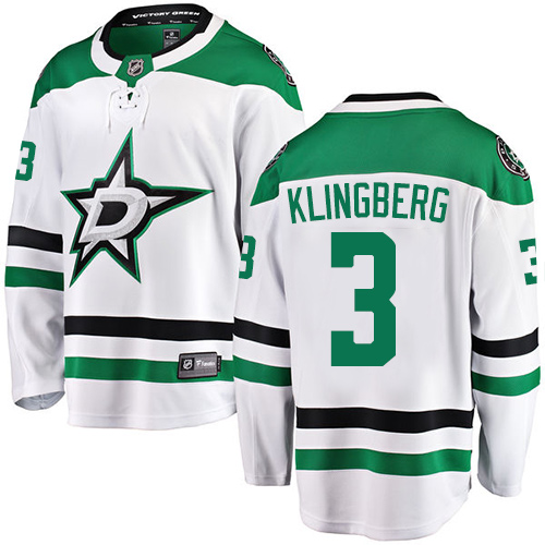 Men's Dallas Stars #3 John Klingberg Authentic White Away Fanatics Branded Breakaway NHL Jersey