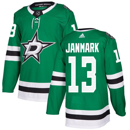 Men's Adidas Dallas Stars #13 Mattias Janmark Premier Green Home NHL Jersey