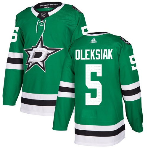 Men's Adidas Dallas Stars #5 Jamie Oleksiak Premier Green Home NHL Jersey