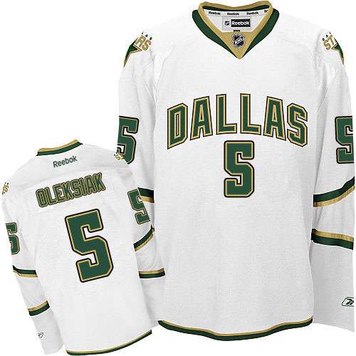Men's Reebok Dallas Stars #5 Jamie Oleksiak Authentic White Third NHL Jersey