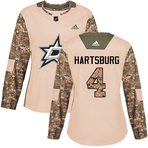 Women's Adidas Dallas Stars #4 Craig Hartsburg Authentic Camo Veterans Day Practice NHL Jersey