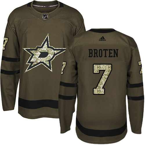 Youth Adidas Dallas Stars #7 Neal Broten Authentic Green Salute to Service NHL Jersey