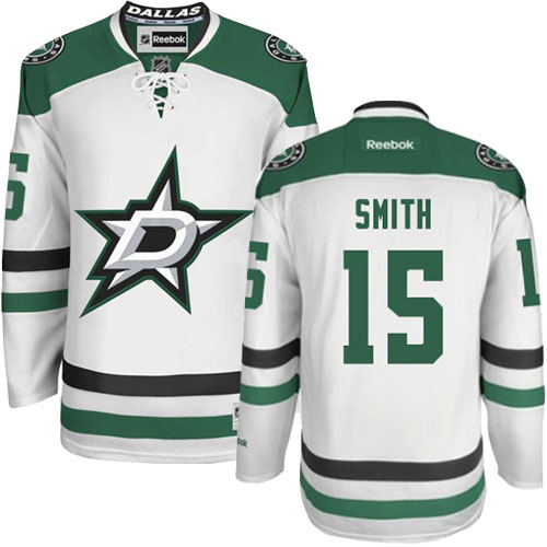 Youth Reebok Dallas Stars #15 Bobby Smith Authentic White Away NHL Jersey