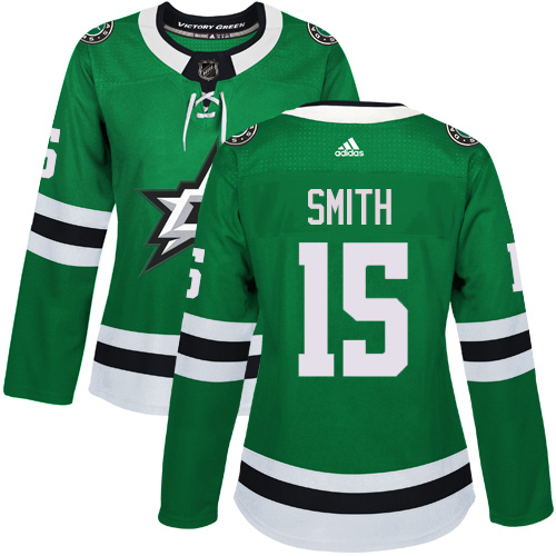Women's Adidas Dallas Stars #15 Bobby Smith Premier Green Home NHL Jersey