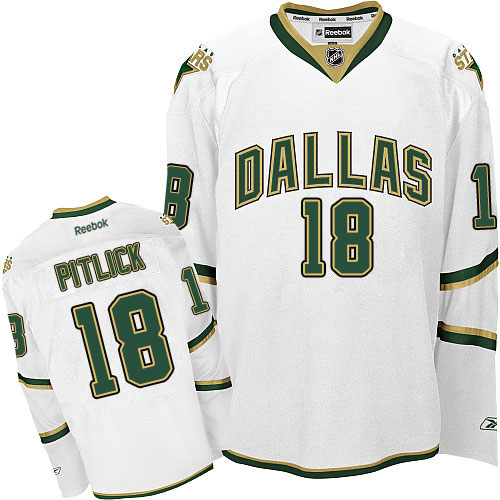 Men's Reebok Dallas Stars #18 Tyler Pitlick Authentic White Third NHL Jersey