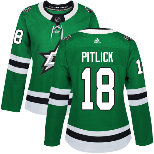 Women's Adidas Dallas Stars #18 Tyler Pitlick Authentic Green Home NHL Jersey