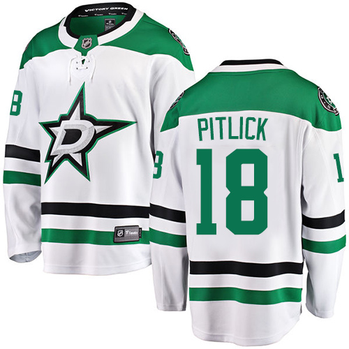Men's Dallas Stars #18 Tyler Pitlick Authentic White Away Fanatics Branded Breakaway NHL Jersey