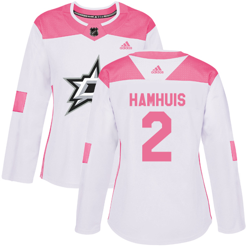 Women's Adidas Dallas Stars #2 Dan Hamhuis Authentic White/Pink Fashion NHL Jersey