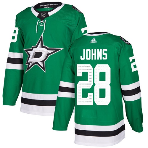 Men's Adidas Dallas Stars #28 Stephen Johns Authentic Green Home NHL Jersey