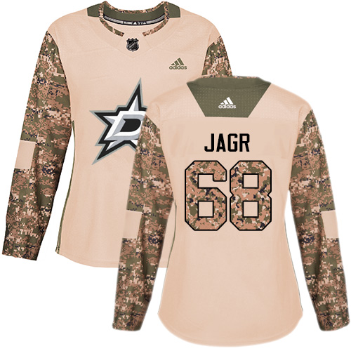 Women's Adidas Dallas Stars #68 Jaromir Jagr Authentic Camo Veterans Day Practice NHL Jersey