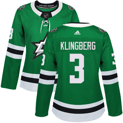 Women's Adidas Dallas Stars #3 John Klingberg Authentic Green Home NHL Jersey