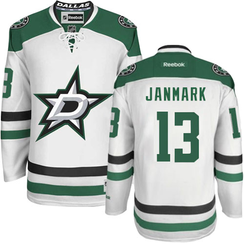 Women's Reebok Dallas Stars #13 Mattias Janmark Authentic White Away NHL Jersey
