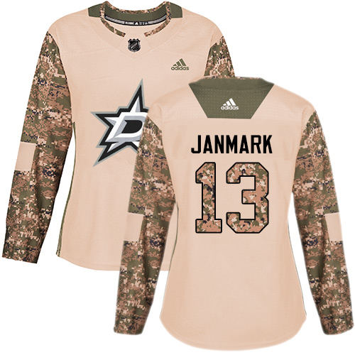 Women's Adidas Dallas Stars #13 Mattias Janmark Authentic Camo Veterans Day Practice NHL Jersey