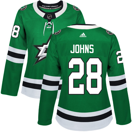 Women's Adidas Dallas Stars #28 Stephen Johns Premier Green Home NHL Jersey