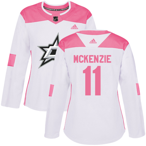 Women's Adidas Dallas Stars #11 Curtis McKenzie Authentic White/Pink Fashion NHL Jersey