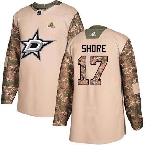 Youth Adidas Dallas Stars #17 Devin Shore Authentic Camo Veterans Day Practice NHL Jersey