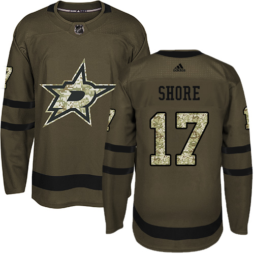 Youth Adidas Dallas Stars #17 Devin Shore Authentic Green Salute to Service NHL Jersey