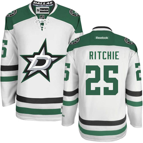 Men's Reebok Dallas Stars #25 Brett Ritchie Authentic White Away NHL Jersey