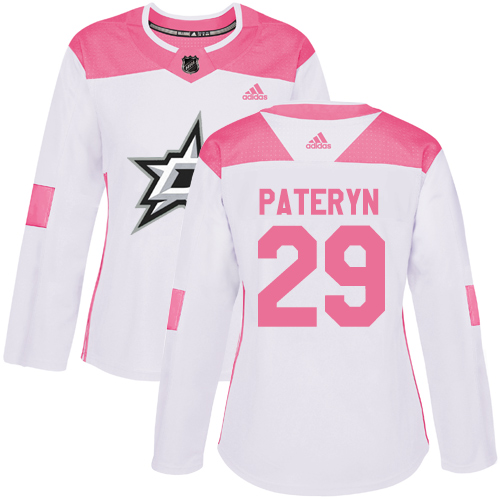 Women's Adidas Dallas Stars #29 Greg Pateryn Authentic White/Pink Fashion NHL Jersey