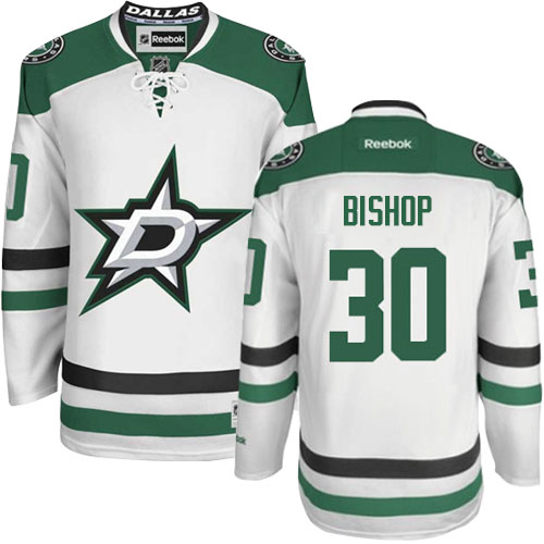 Youth Reebok Dallas Stars #30 Ben Bishop Authentic White Away NHL Jersey