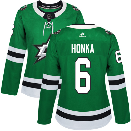 Women's Adidas Dallas Stars #6 Julius Honka Authentic Green Home NHL Jersey