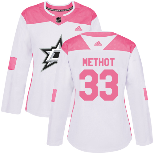 Women's Adidas Dallas Stars #33 Marc Methot Authentic White/Pink Fashion NHL Jersey