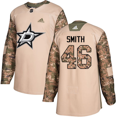 Men's Adidas Dallas Stars #46 Gemel Smith Authentic Camo Veterans Day Practice NHL Jersey