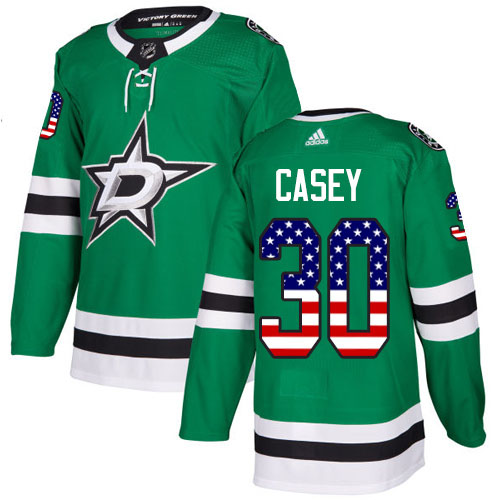 Youth Adidas Dallas Stars #30 Jon Casey Authentic Green USA Flag Fashion NHL Jersey