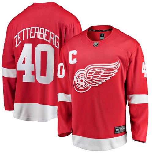 Men's Detroit Red Wings #40 Henrik Zetterberg Authentic Red Home Fanatics Branded Breakaway NHL Jersey