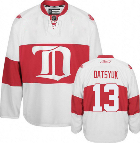 Youth Reebok Detroit Red Wings #13 Pavel Datsyuk Premier White Third NHL Jersey