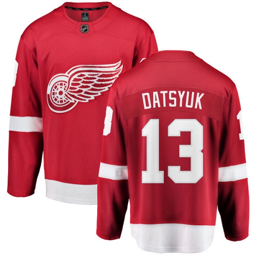 Youth Detroit Red Wings #13 Pavel Datsyuk Authentic Red Home Fanatics Branded Breakaway NHL Jersey