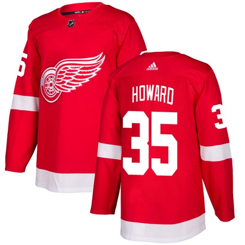 Men's Adidas Detroit Red Wings #35 Jimmy Howard Authentic Red Home NHL Jersey