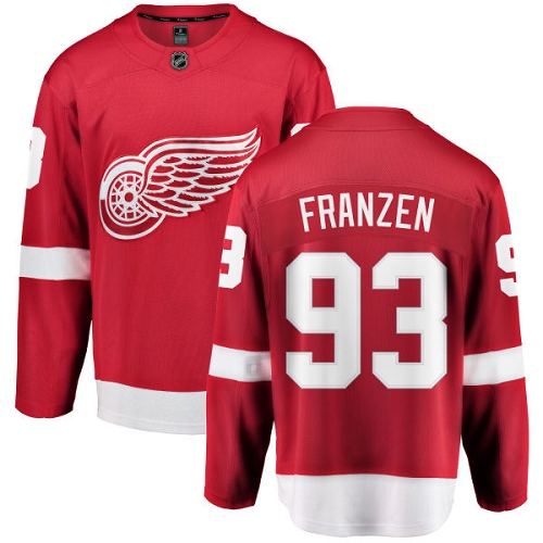 Men's Detroit Red Wings #93 Johan Franzen Authentic Red Home Fanatics Branded Breakaway NHL Jersey
