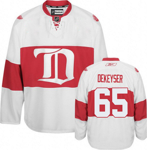 Youth Reebok Detroit Red Wings #65 Danny DeKeyser Authentic White Third NHL Jersey