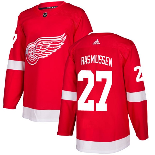 Men's Adidas Detroit Red Wings #27 Michael Rasmussen Authentic Red Home NHL Jersey
