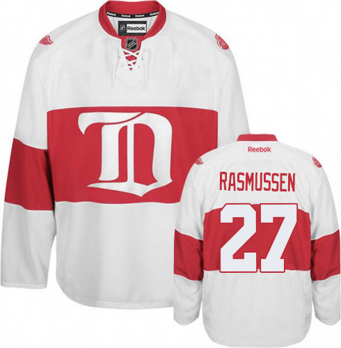 Men's Reebok Detroit Red Wings #27 Michael Rasmussen Authentic White Third NHL Jersey