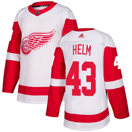Youth Adidas Detroit Red Wings #43 Darren Helm Authentic White Away NHL Jersey