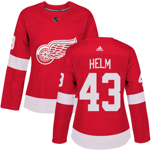 Women's Adidas Detroit Red Wings #43 Darren Helm Authentic Red Home NHL Jersey