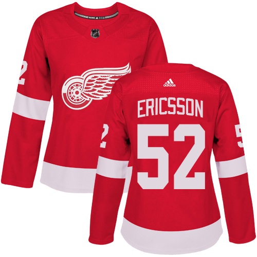Women's Adidas Detroit Red Wings #52 Jonathan Ericsson Authentic Red Home NHL Jersey