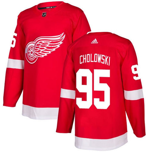 Youth Adidas Detroit Red Wings #95 Dennis Cholowski Premier Red Home NHL Jersey