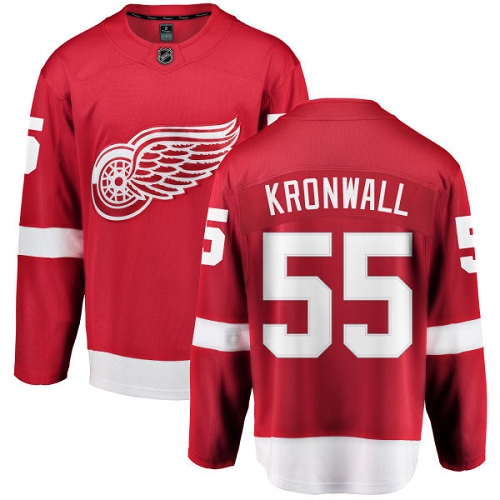 Men's Detroit Red Wings #55 Niklas Kronwall Authentic Red Home Fanatics Branded Breakaway NHL Jersey