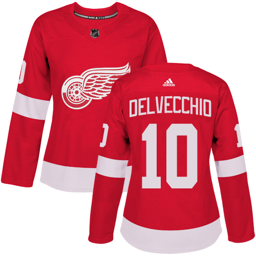 Women's Adidas Detroit Red Wings #10 Alex Delvecchio Premier Red Home NHL Jersey