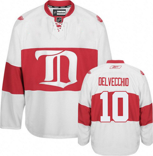 Women's Reebok Detroit Red Wings #10 Alex Delvecchio Authentic White Third NHL Jersey