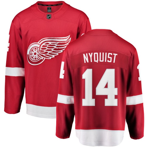 Men's Detroit Red Wings #14 Gustav Nyquist Authentic Red Home Fanatics Branded Breakaway NHL Jersey