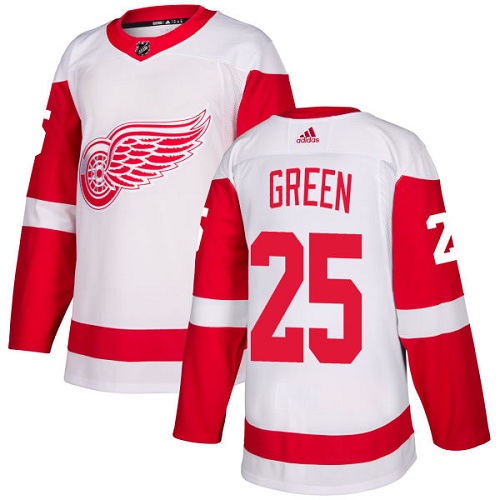 Youth Adidas Detroit Red Wings #25 Mike Green Authentic White Away NHL Jersey