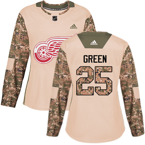 Women's Adidas Detroit Red Wings #25 Mike Green Authentic Camo Veterans Day Practice NHL Jersey