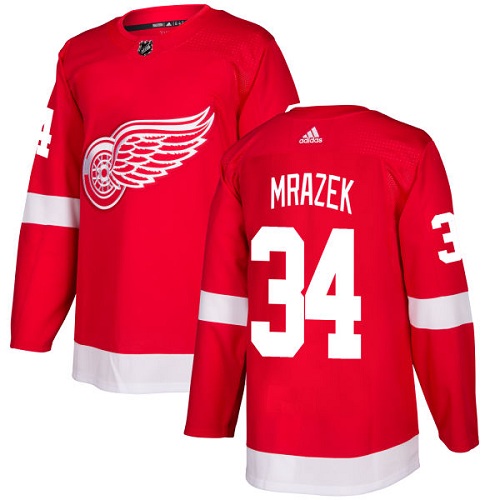 Youth Adidas Detroit Red Wings #34 Petr Mrazek Authentic Red Home NHL Jersey