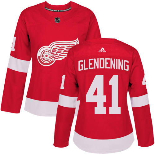 Women's Adidas Detroit Red Wings #41 Luke Glendening Authentic Red Home NHL Jersey